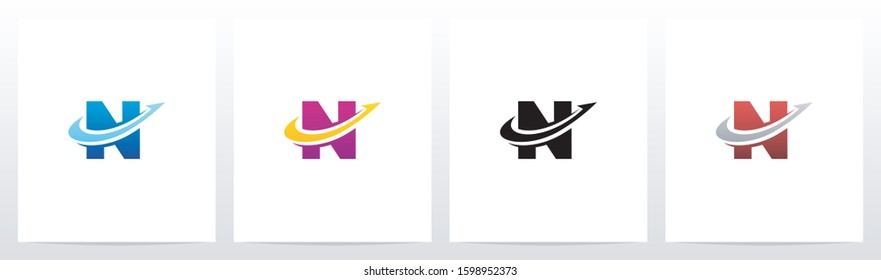 Swoosh Arrow Lines Letter Logo Design N
