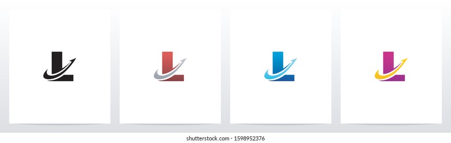 Swoosh Arrow Lines Letter Logo Design L
