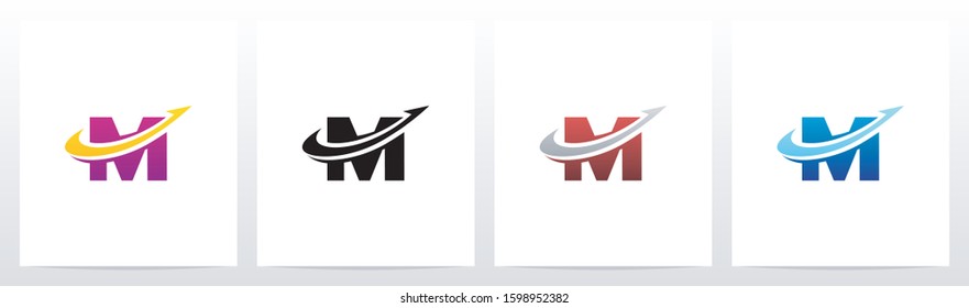 Swoosh Arrow Lines Letter Logo Design M