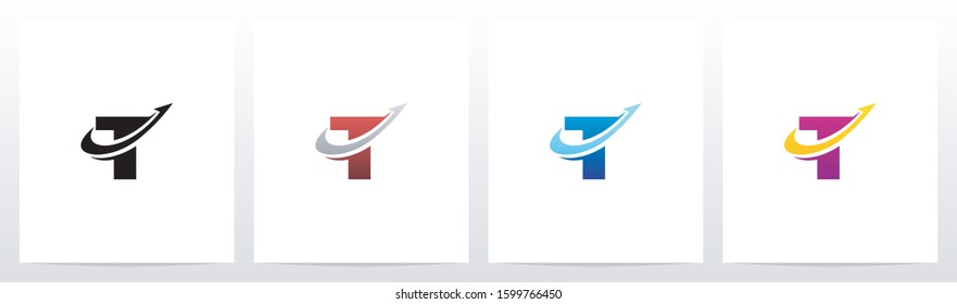 Swoosh Arrow Lines Letter Logo Design T