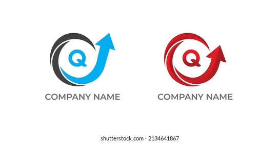 Swoosh Arrow Logo icon symbol Design with Letter Q. Vector illustration logo template