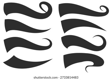 Texto de cauda de beisebol suave. Elementos de fonte sublinhados vetoriais para logotipo esportivo. Espalhe linhas vintage. Formas onduladas caligráficas. Fitas de redemoinho para decoração