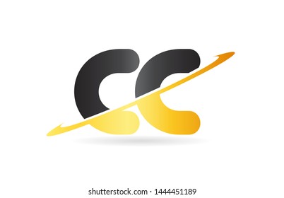 swoosh CC C C yellow black alphabet letter combination suitable as a logo icon design for a company or business