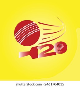 Swoosh Cricket ball Logo Icon, twenty twenty illustration and cricket logo