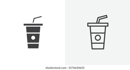 Swoosh Cup icon set in black flat solid and outlined style.