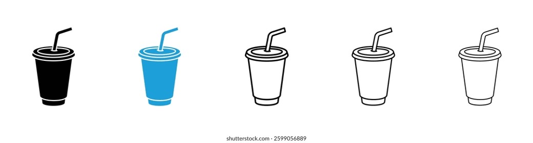 Swoosh Cup icons vector illustrations in black and blue colors for web and ui designs