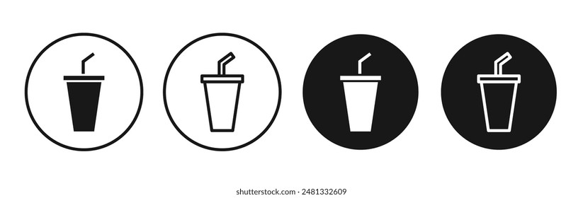 Swoosh Cup vector icon set black filled and outlined style.