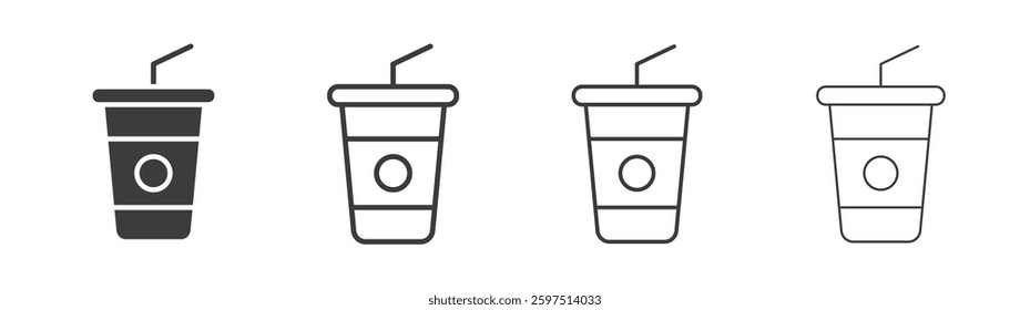 Swoosh Cup vector icon set in black and white color.