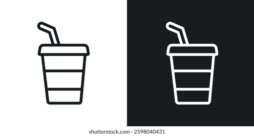 Swoosh Cup vector icon set in black and white color.