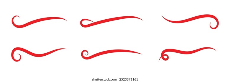Swoosh. Decoration swish symbols, retro underline swooshes tails and athletic typography text underlining vector set in eps 10.