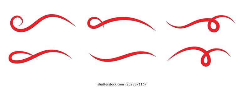 Swoosh. Decoration swish symbols, retro underline swooshes tails and athletic typography text underlining vector set in eps 10.