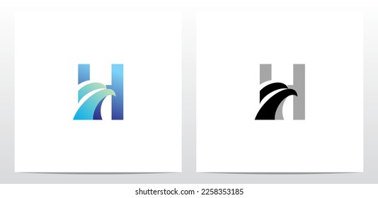 Swoosh Eagle Head On Letter Logo Design H