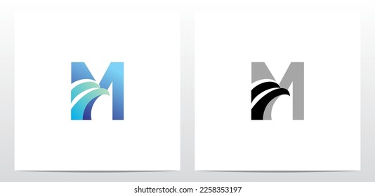 Swoosh Eagle Head On Letter Logo Design M