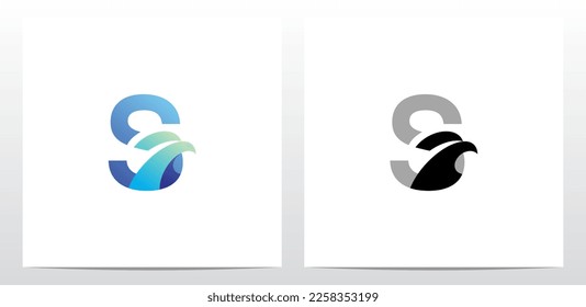 Swoosh Eagle Head On Letter Logo Design S