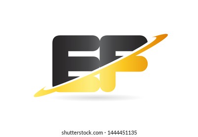 swoosh EF E F yellow black alphabet letter combination suitable as a logo icon design for a company or business