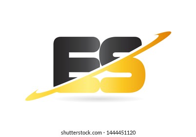 swoosh ES E S yellow black alphabet letter combination suitable as a logo icon design for a company or business