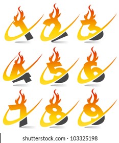Swoosh flame logo numbers set 4