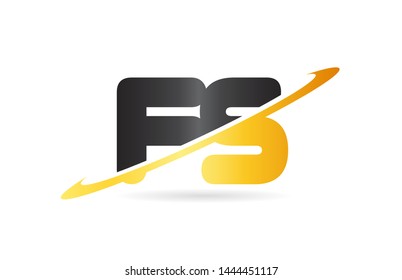 swoosh FS F S yellow black alphabet letter combination suitable as a logo icon design for a company or business