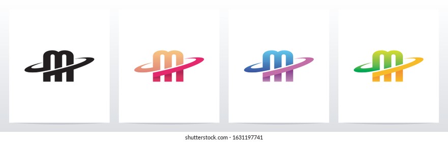 Swoosh Graphic On Letter Logo Design M