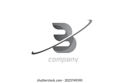 swoosh grey B simple alphabet letter logo icon. Creative design template for company 