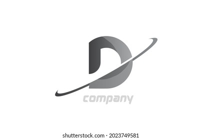 icono del logo de la letra simple del alfabeto en la letra gris de swoosh D. Plantilla de diseño creativo para la empresa 