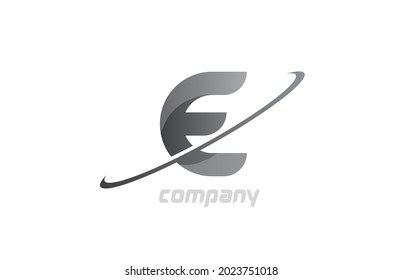 swoosh grey E simple alphabet letter logo icon. Creative design template for company 