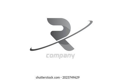 swoosh grey R simple alphabet letter logo icon. Creative design template for company 