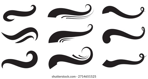 Swoosh icon. Swoosh icon set. Text tail symbol set.