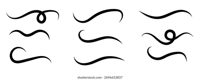 Exibe um ícone de vetor. Elementos de oscilação desenhados à mão e símbolo de tipografia de sublinhado de oscilação. ilustração vetorial.