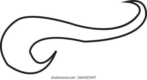 Swoosh Icon Vektor, Speed Motion Swirl Curves, Dynamic Wave Tail Shapes, Minimal Line Style, Monochrome Silhouette Graphic Bundle für Logo, Sport und abstraktes Design einzeln auf transparentem Hintergrund