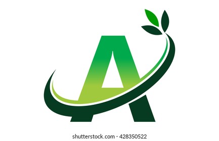 Swoosh Leaf Letter A