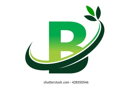 Swoosh Leaf Letter B