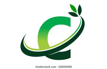 Swoosh Leaf Letter C