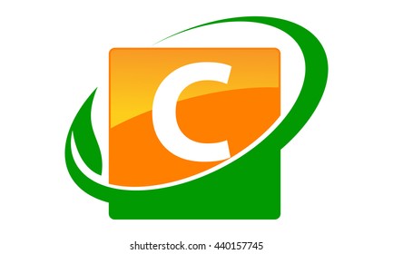 Swoosh Leaf Letter C