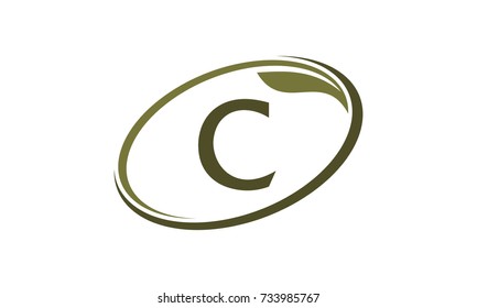 Swoosh Leaf Letter C