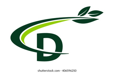 Swoosh Leaf Letter D