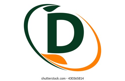 Swoosh Leaf Letter D
