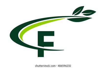 Swoosh Leaf Letter F