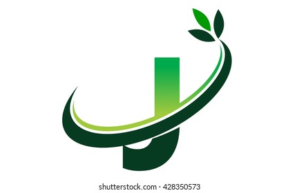Swoosh Leaf Letter J