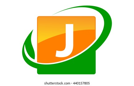 Swoosh Leaf Letter J
