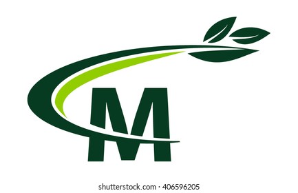 Swoosh Leaf Letter M