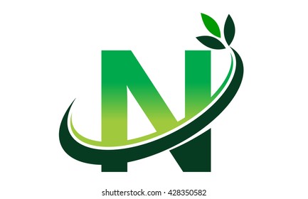 Swoosh Leaf Letter N