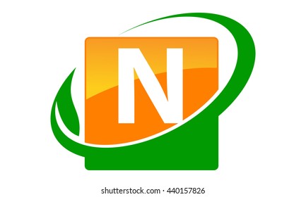 Swoosh Leaf Letter N