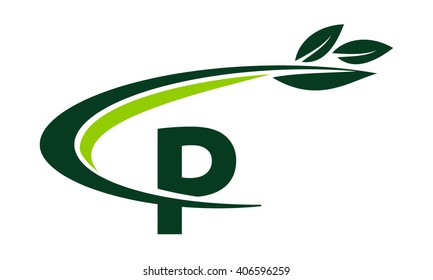 Swoosh Leaf Letter P