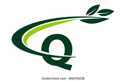 Swoosh Leaf Letter Q