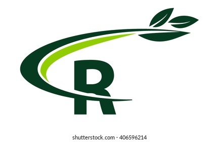 Swoosh Leaf Letter R