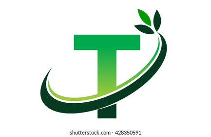 Swoosh Leaf Letter T