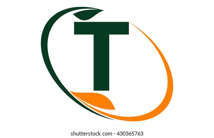 Swoosh Leaf Letter T