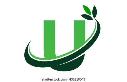 Swoosh Leaf Letter U