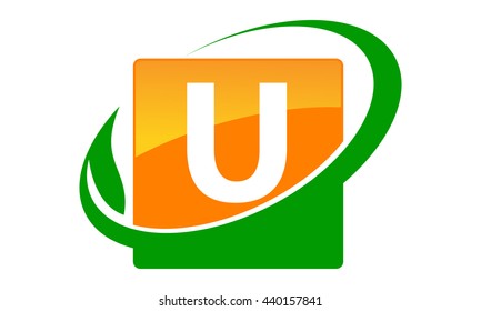 Swoosh Leaf Letter U